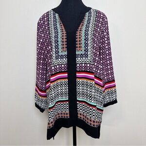 NYXJD Womens M Geometric Tribal Southwestern 3/4 Sleeve Colorful Tunic CN